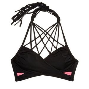 PINK VS RARE HIGH NECK WRAP BIKINI TOP